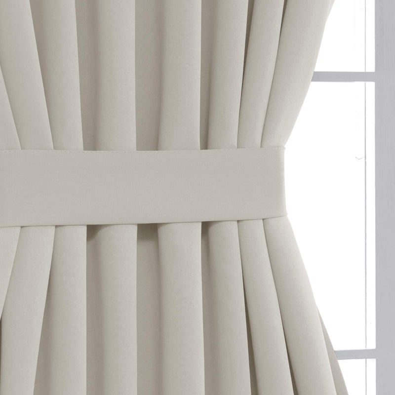 Deconovo Blackout Door Curtain for Glass Doors & Sidelights, Thermal Insulated Privacy Panel with Dual Rod Pockets & Adjustable Tieback, Machineâ€‘Washable Curtain (54W x 40L, Light Beige, 1 Panel) - Image 5